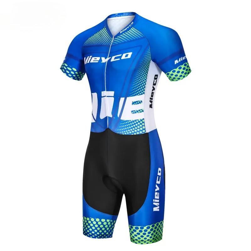 

2026 Triathlon Skinsuit Men Bicycle Triathlon Suit Bike Custom Clothing Cycling Sets Speedsuit Short Sleeve Road Cycle Body Set 4XL синій
