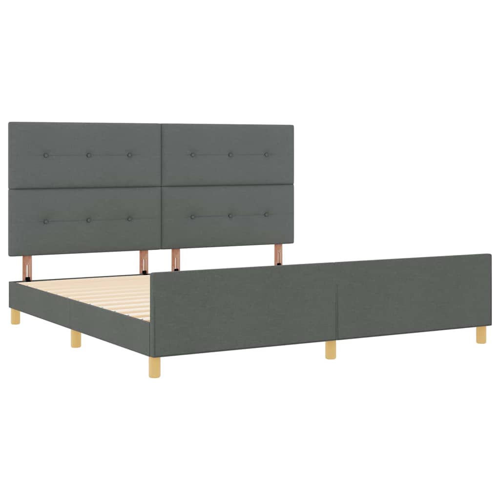 Bed Frame with Headboard Dark Grey 200 X 200 Cm Fabric