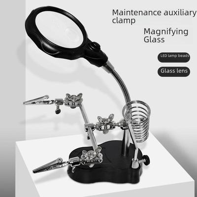 LED Desktop Magnifying Glass with Clip Stand for Circuit Board Repair