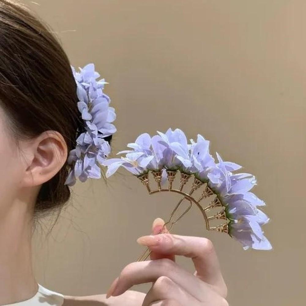 Large Flower Hair Stick Fairy Thai Hair Fork Elegant Chinese Style Side Clip  Bridesmaid