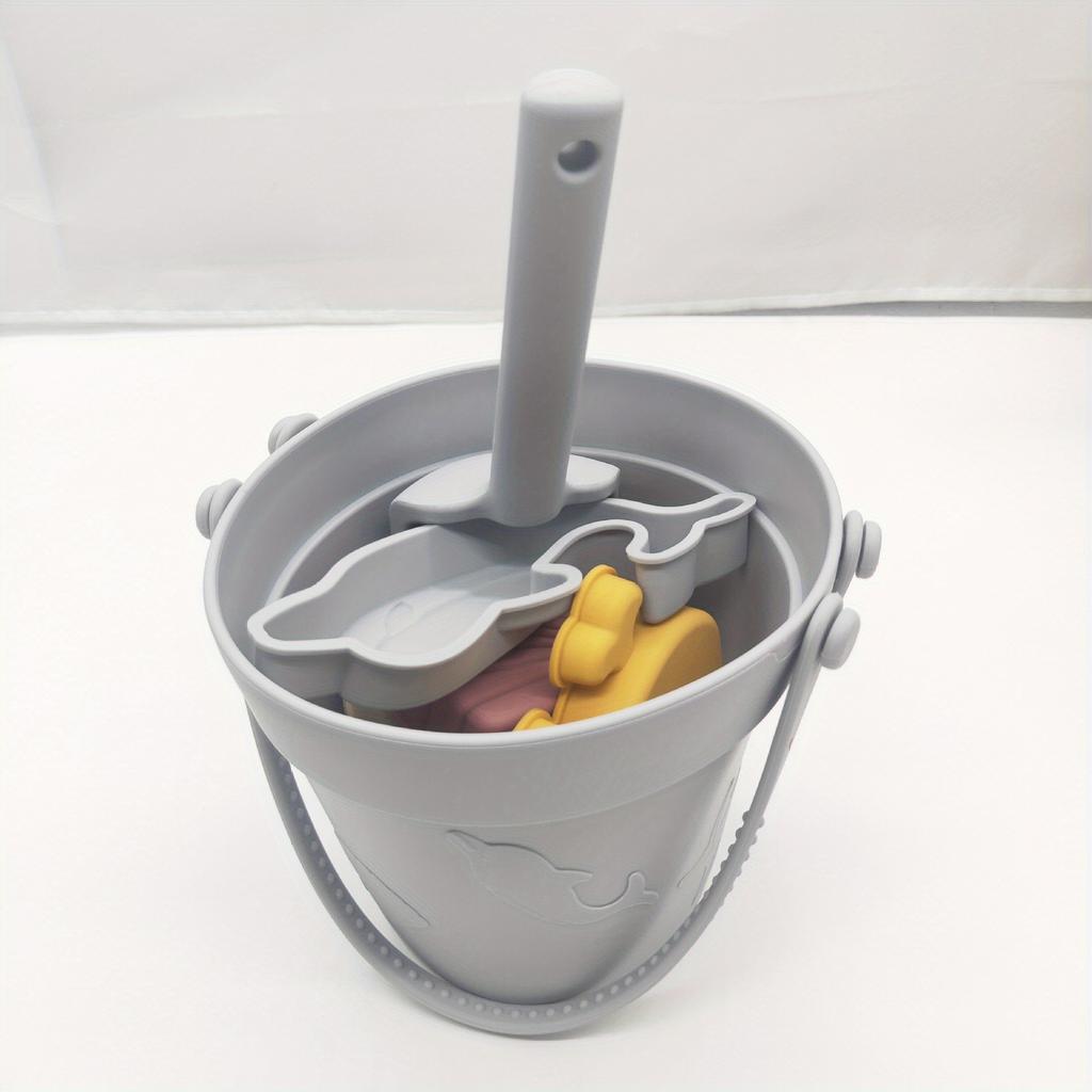 8-teiliges Silikon-Strandspielzeug-Set, tragbares Eltern-Kind-Outdoor-Anti-Fall-Silikon-Spielzeug-Set (Spielzeugzubehör Zufällige Farbanpassung)