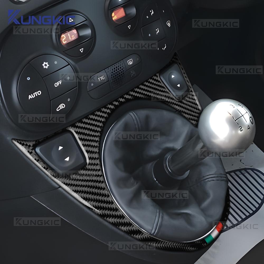 Gola de Fibra de Carbono para Alavanca de Câmbio para Fiat 500 2008-2015 & Abarth 595 695 595C 695C 2012-2015 AT MT