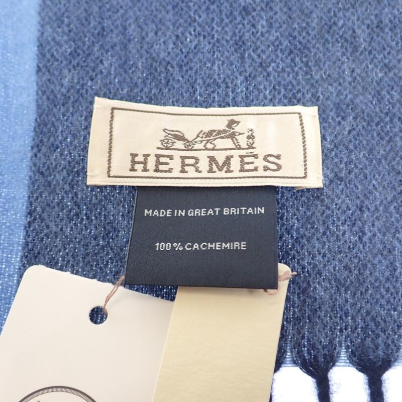 HERMES   Scarf Blue Cashmere Mens