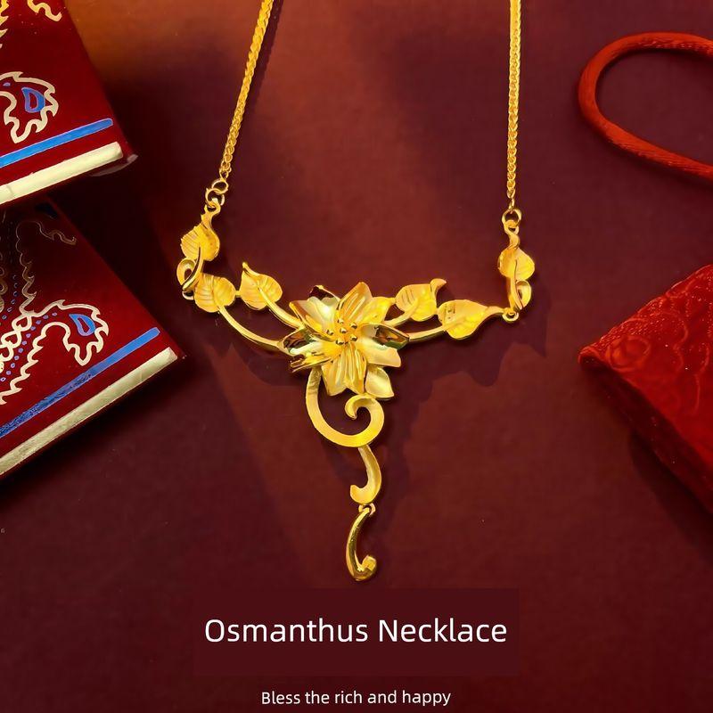 

Hongtai Daxi Flower Necklace Wedding Photo Props Artificial Gold Fake Three Gold Hardware Xiuhe Clothing Accessories 003 Osmanthus Necklace 10g/article