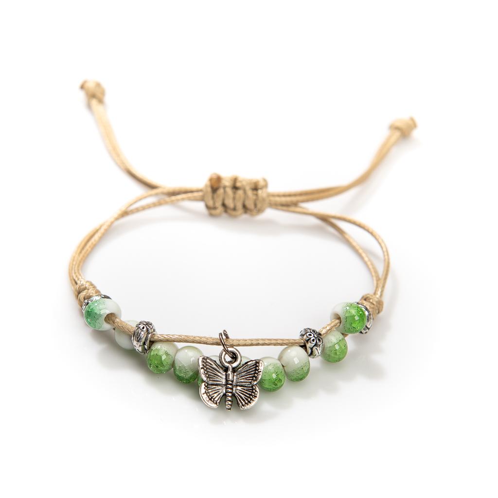 Handmade butterfly Ceramic Cracked Ice Vintage adjustable bracelets Elastic Cord Bohemian Chic Jewelry Unique Gift H920