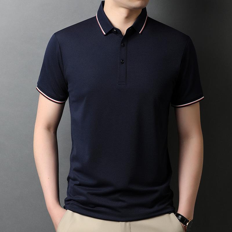 Business Casual Middle-Aged Father Summer Short Sleeve Half Sleeve Summer Thin Loose Men's T-shirt Polo Shirt Fashion