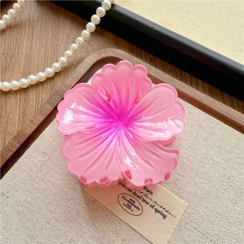 8CM Hair Claws Headwear Accessories Gradient Flower Acrylic Hair Clip Women Large Sweet Hair Claws Crab Clamp Barrettes Hawaiian