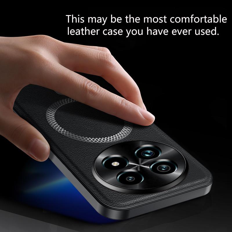 For Realme 13 Pro 5G Case Magnetic Elegant Leather Wear-Resistant Lens Fully Covered Non-Slip Grip Edge Cover Shell