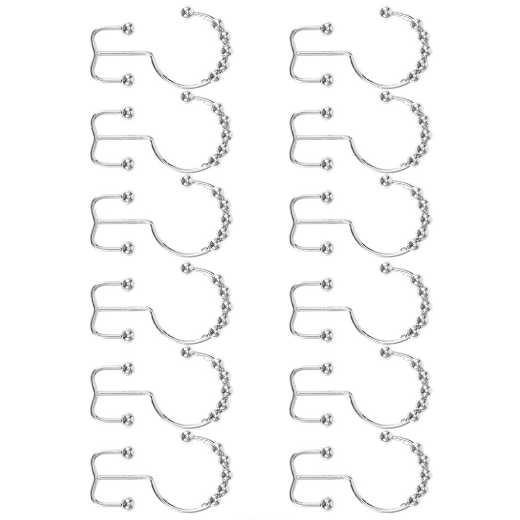 12 Stück Mehrzweck 8 Perlen Doppelgleit-Hängehaken Badezimmer Duschvorhanghaken Ringe