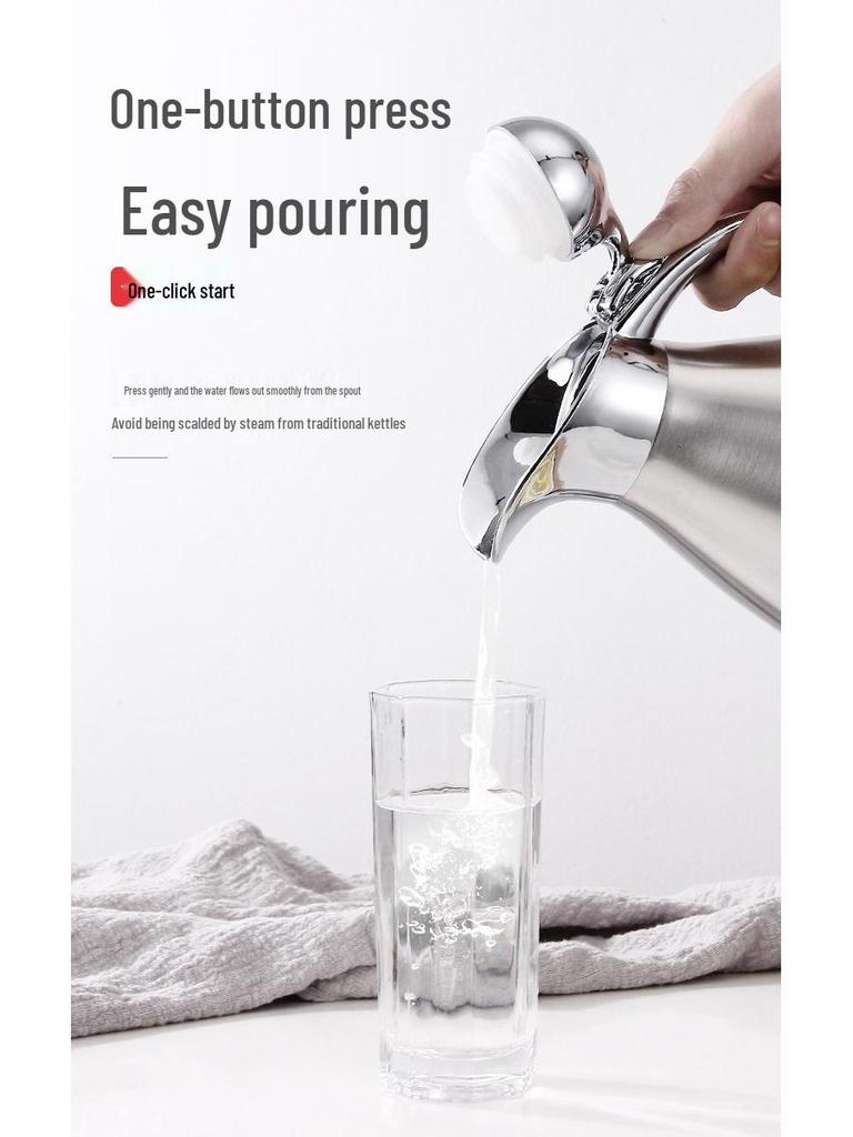 2L European-Style Insulated Vacuum Coffee Pot, 304 Stainless Steel - Keeps Drinks Hot or Cold