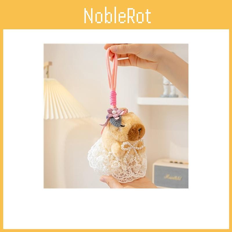 Søt blomsterhodeplagg sløyfe capybara plysjdukke anheng til gave og dekor