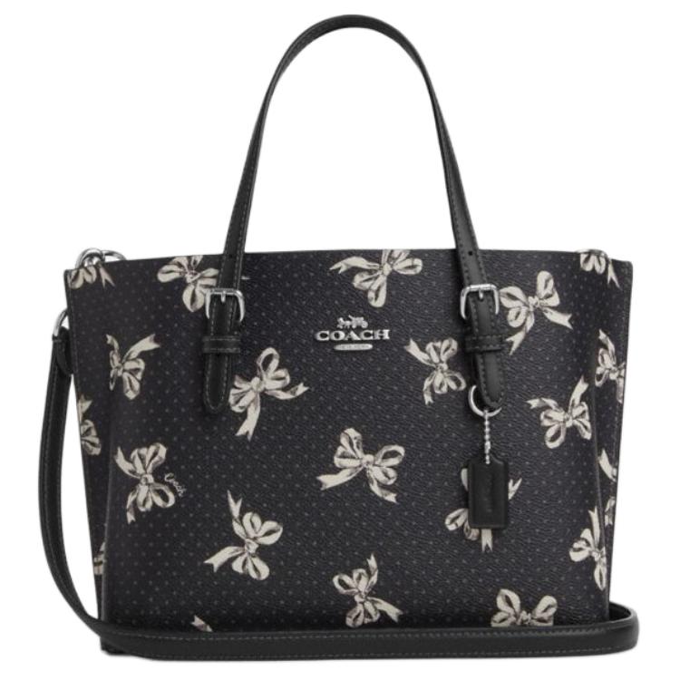 

Coach Mollie Logo Bow Print Faux Leather Shoulder Crossbody Tote Bag 25 Women handbags Black CY648-SVA47 Basic Set (Bag+Dust Bag)