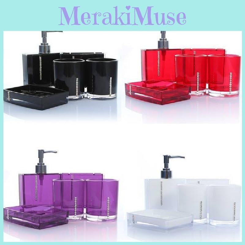 5 Accessories Pcs Bathroom Multicolors Acrylic Diamondmounted Shining Sets
