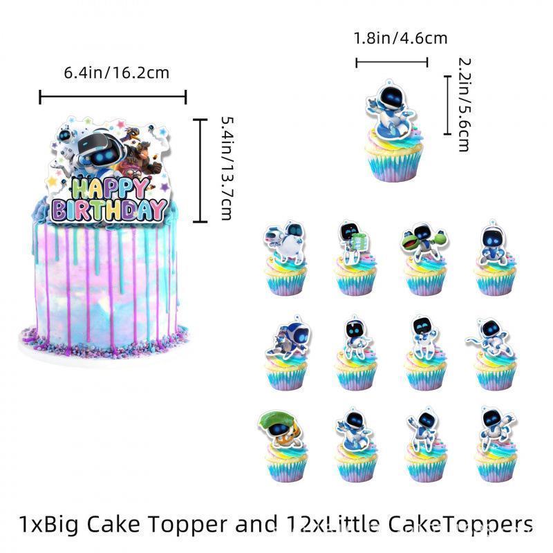 Space Robot-Themed Birthday Party Decorations: Banner, Cake Picks, and Balloon Set