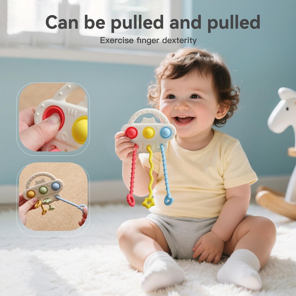 Baby Montessori Spielzeug Zieh-Schnur Sensorikspielzeug Baby 6 12 Monate Silikon Zahnen Aktivitätsspielzeug für Kinder Pädagogisches Spielzeug