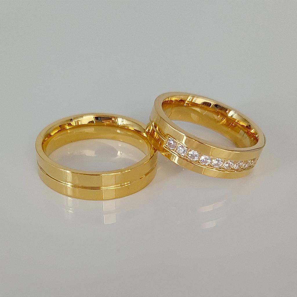 Couple Wedding Rings For Men Lover's Alliance Male Female Ringe Anniversary Stainless Steel Jewelry Ring Woman Gold Color