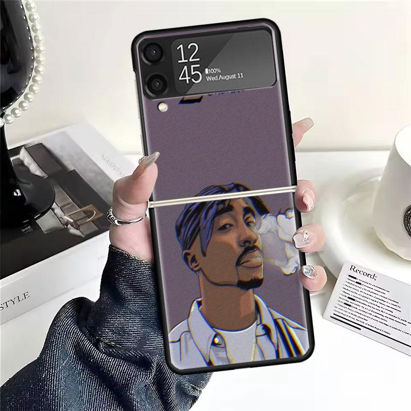 Rapper 2pac Singer Tupac Cases For Samsung Galaxy Z Flip 4 5 6 7 3 Z Flip7 Flip6 Flip4 Flip5 Flip3 5G Hard Shockproof Fundas Cov
