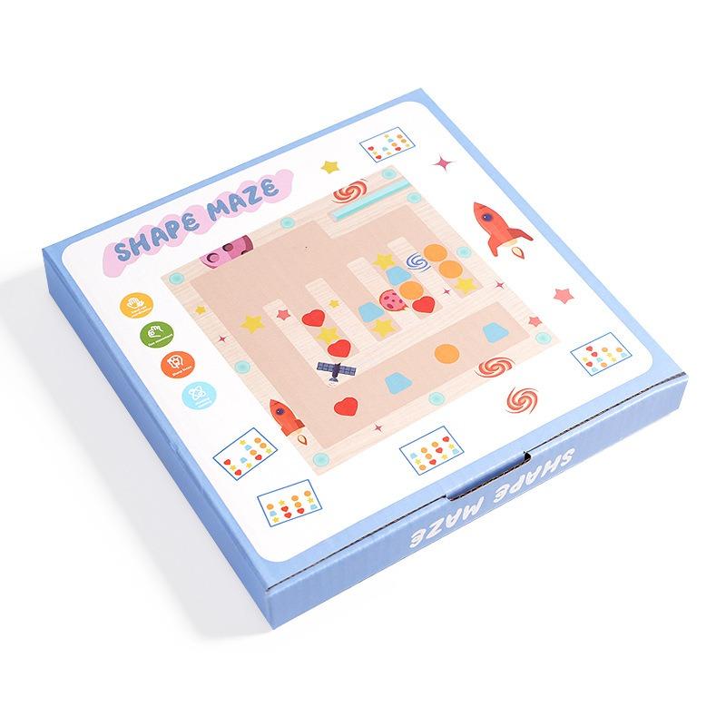 Wooden Magnetic Shape Maze Logic Training Educational Board Game For Kids