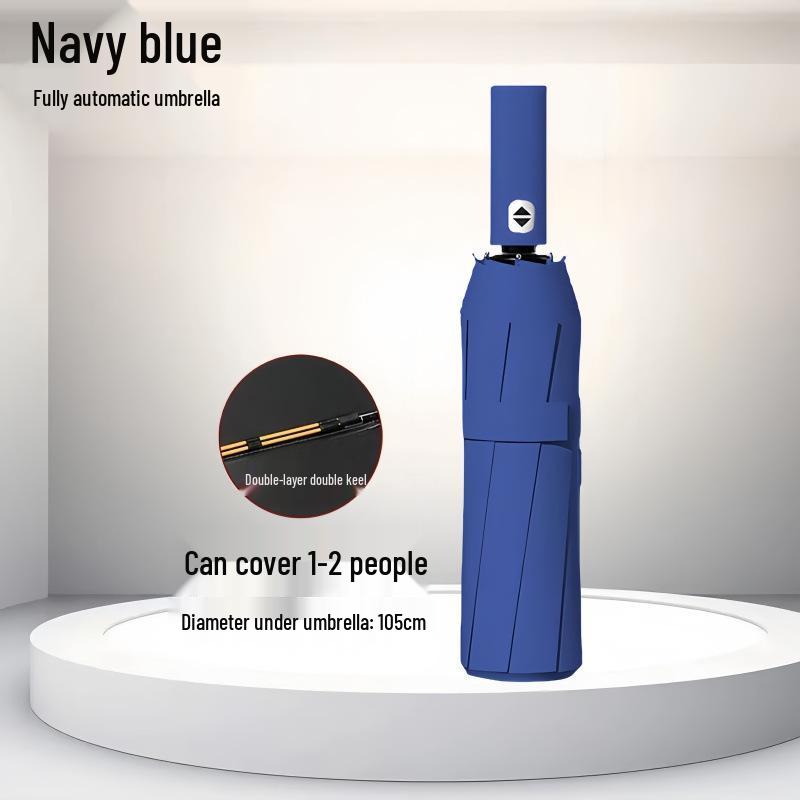 Bone Automatic Windproof Large Umbrella with UV Protection, Reversible for Sun and Rain.