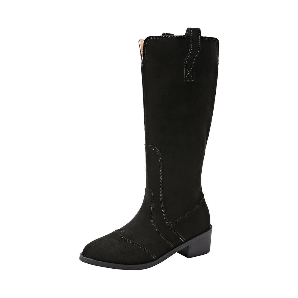 Plus Size 36-43 Western Cowboy Boots Women's Matte High Barrel Knight Boots Autumn/Winter New Long Barrel Boots