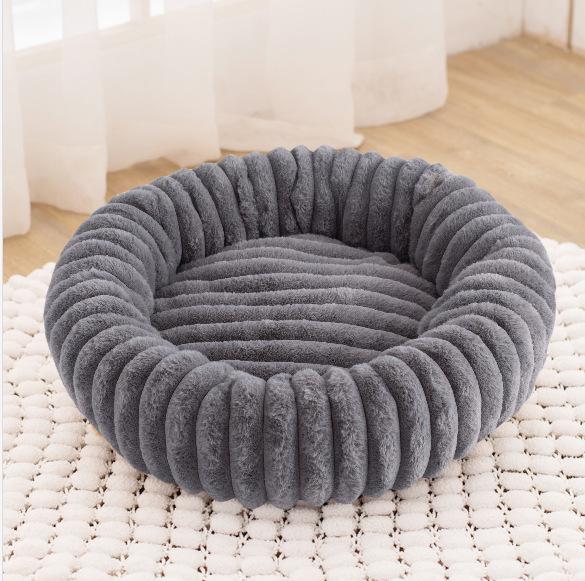 Runde Verdickte Winter-Haustierbett - Plüsch, Bissfest, Gemütliches Nest für Katzen & Hunde