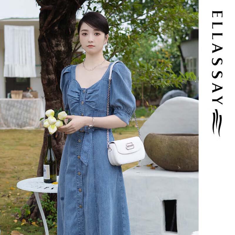 

ELLASSAY Women s Comfort Denim Midi Dress L