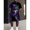 Fashion Men's Casual Suit 3D Casual Color Printing Summer T-shirt Shorts Simple
