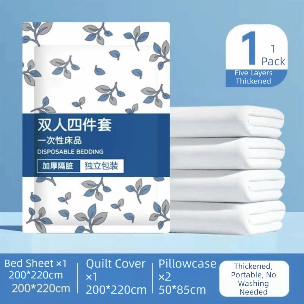 Thickened Material Non-Woven Bedding Set Non-Woven Fabric Dirty Proof Travel Bedding Set Three/Four-Piece Set Extra Large Size