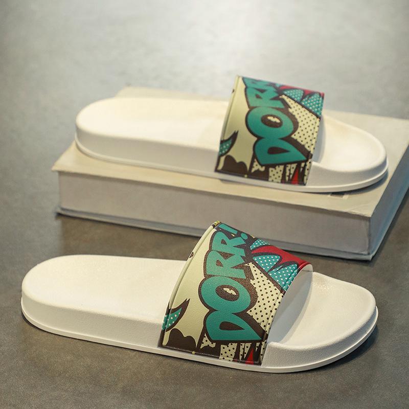 

Slippers 2024 summer couples step on shit at home light and soft bathroom wear non-slip one-word summer slippers 44 білий