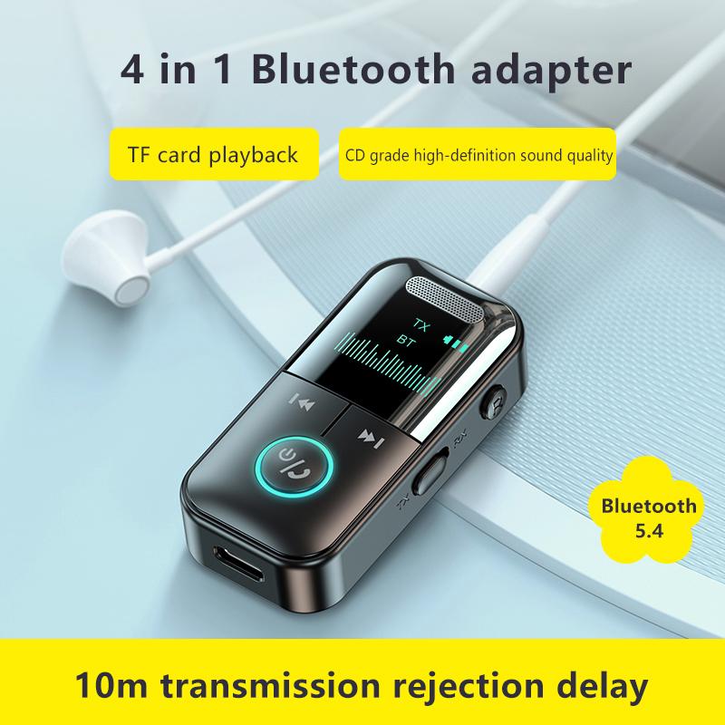 5.4 Bluetooth Adapter Bluetooth Audio Receiver/Transmitter With Led Display Aux 3.5Mm Jack For Car Tv Speaker Headphones