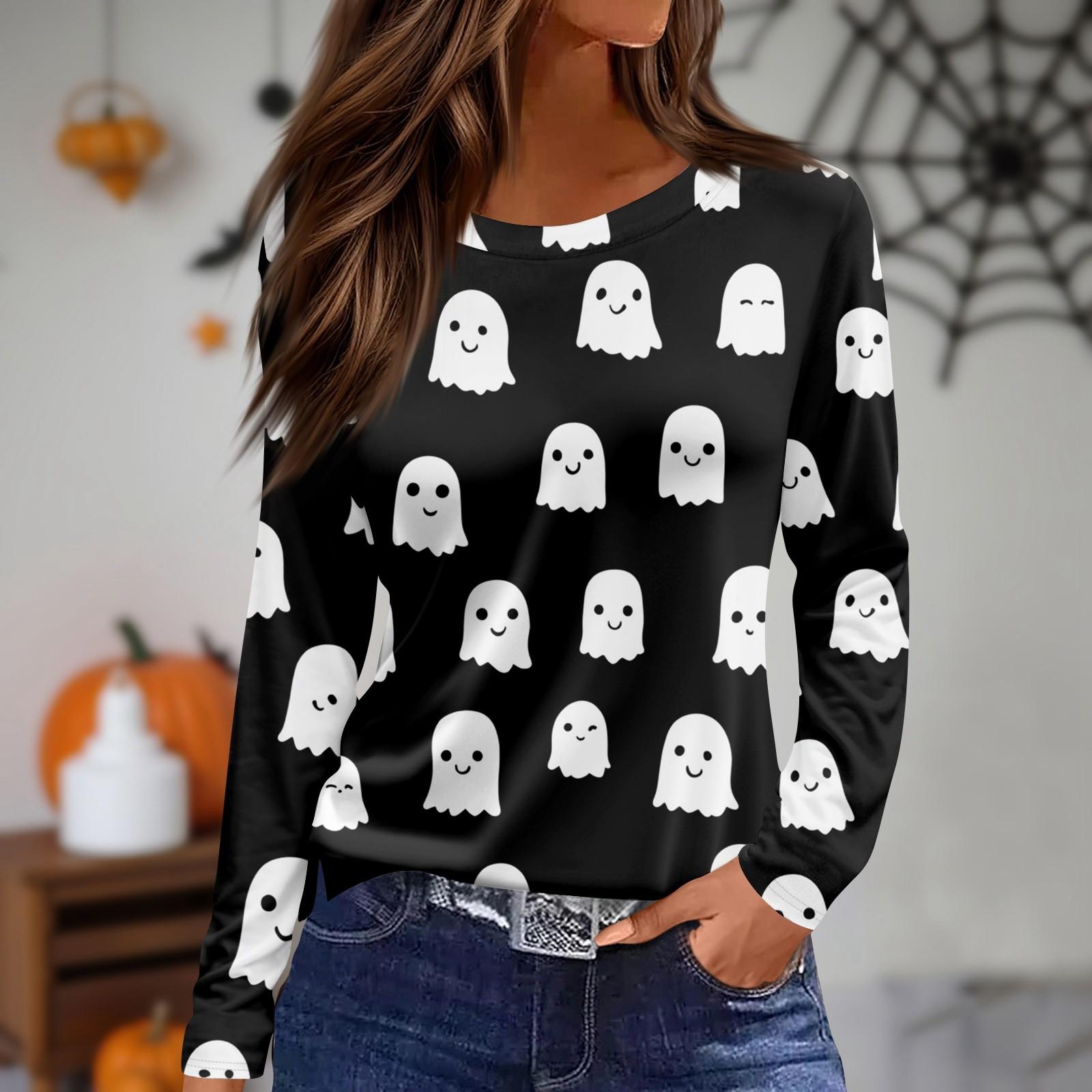 

Женский повседневный топ с длинным рукавом и принтом, с круглым вырезом S