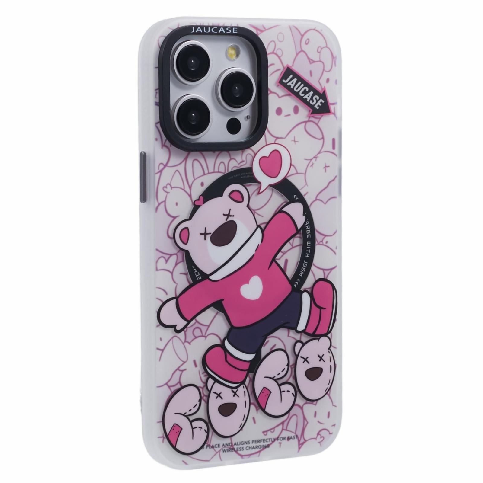 

JAUCASE For iPhone 14 Pro Max Case Compatible with MagSafe Bear Pattern PC+TPU Matte Phone Cover Lying Bear