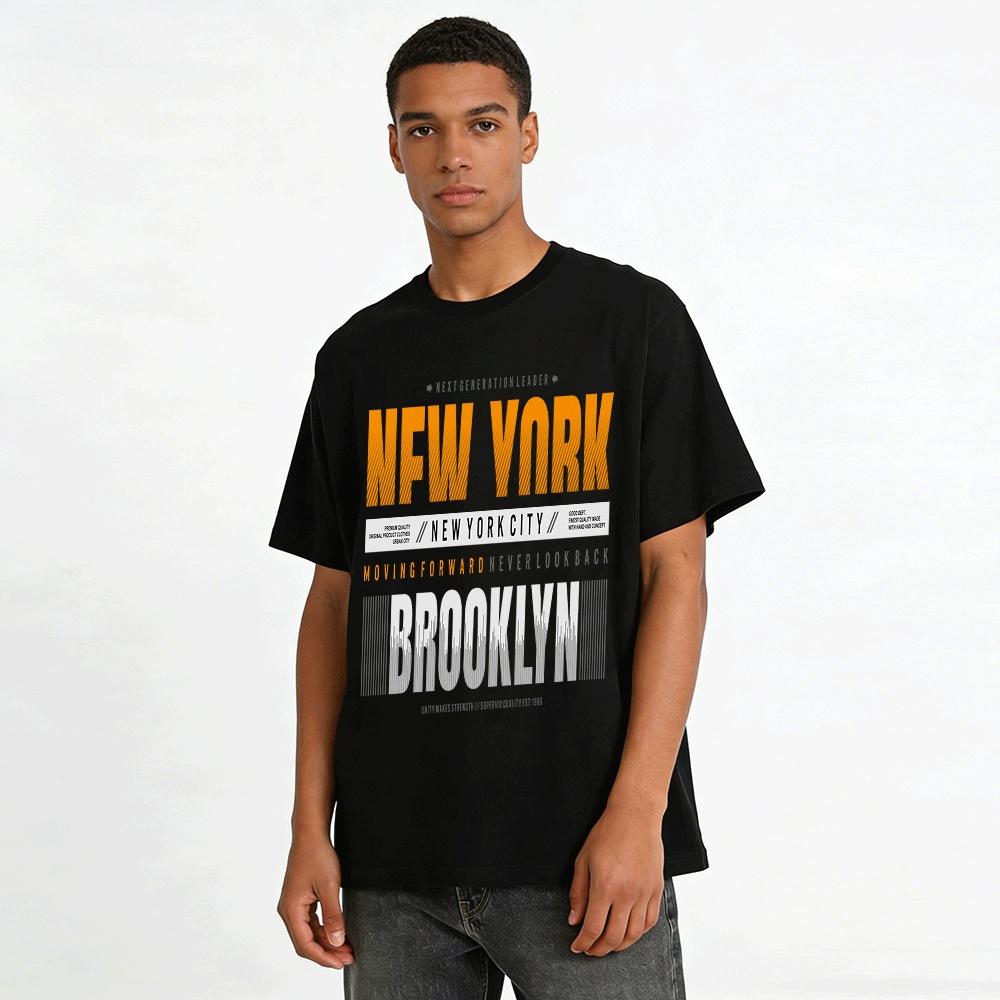 New York Brooklyn Graphic Casual Tee Streetwear Top Pure cotton T-shirt