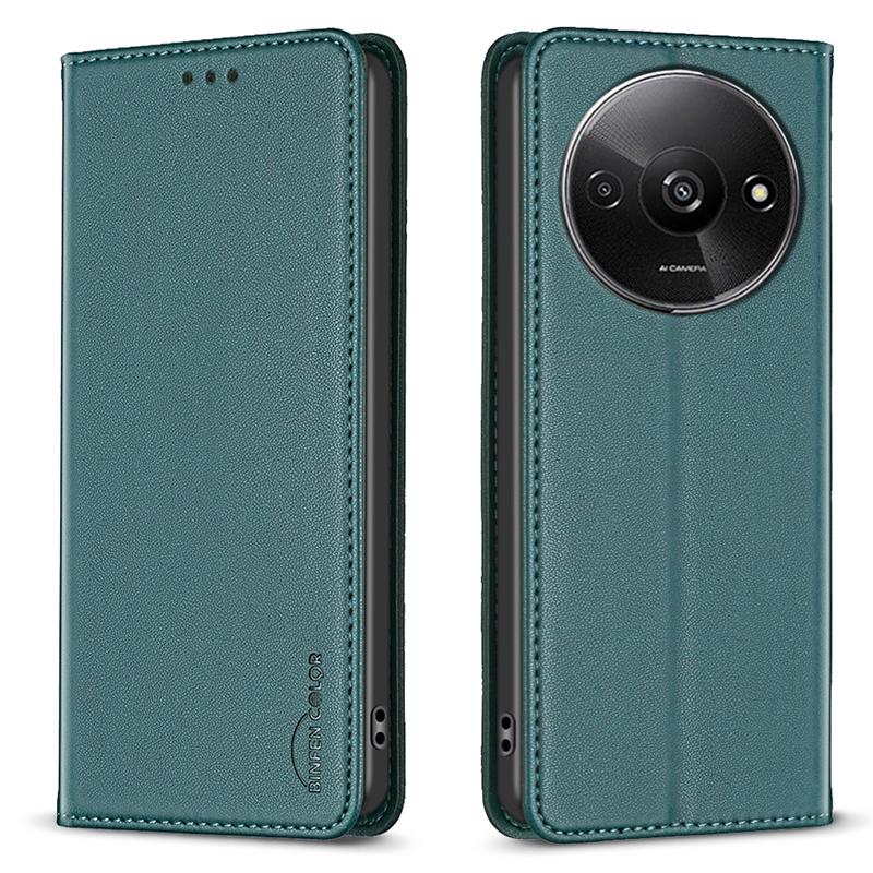 BINFEN COLOR BF18 For Xiaomi Redmi A3 4G/Poco C61 4G Case PU Leather Magnetic Closure Flip Phone Cover