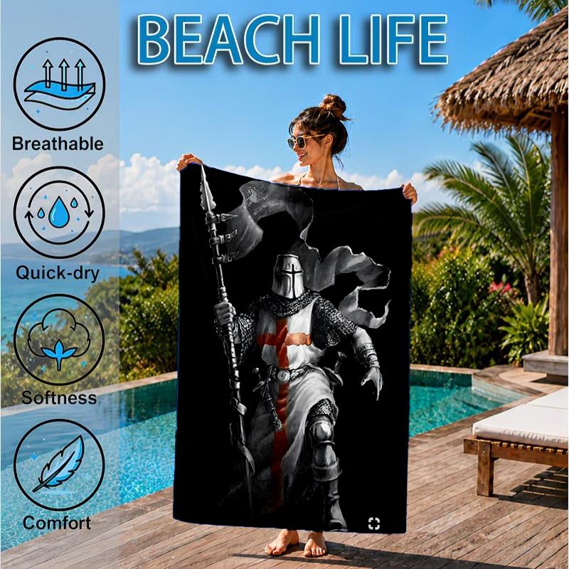Knightly Crusader Armor Beach Towel, Microfiber Beach Towel, Perfect For Pool, Beach, Travel, Home Decor Beach Party Fan gifts