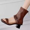 2025 new Internet celebrity belt buckle thick heel open-toed high-top sandals women's summer square head rear zipper Roman cool boots