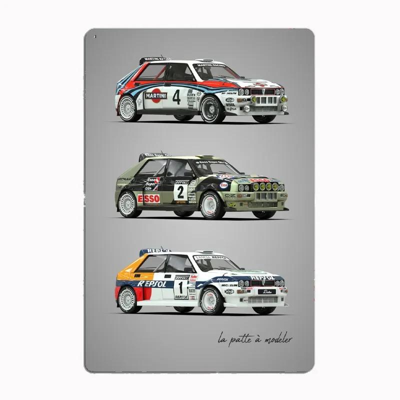Lancia Classic Sports Quattro S1Rally Car Blueprints Metal Plaque Poster Club Home Bedroom Bar Tin Sign Room Decor Wall Decor