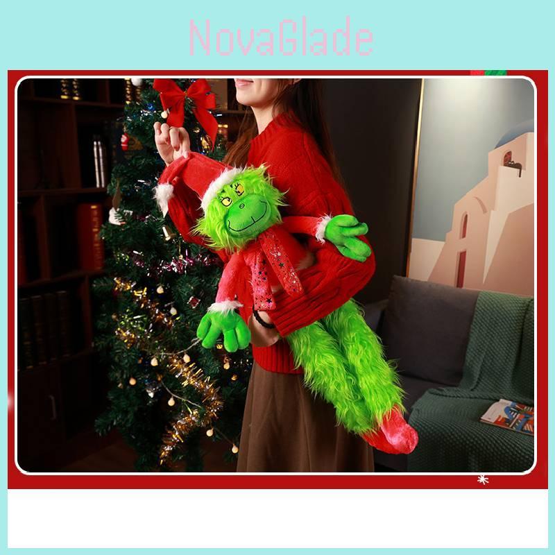 Adorable Plush Toy 80cm Soft Green Monster Doll Perfect Holiday Decoration
