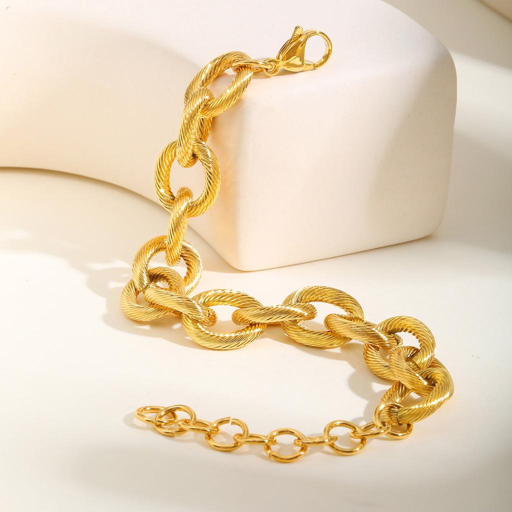 Geometric Simple Women's Cuff Bracelet,Gold Plated Stainless Steel Round Rolo Chain Bracelets, Party Jewelry Gifts