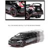 Maßstab 1/32 Honda Civic Type R Spielzeugauto für Kinder Diecast Miniaturmodell Rückzugsantrieb Türen zu öffnen Sound Licht Sammlung Geschenk Jungen