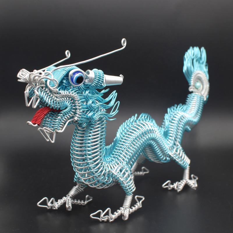 Aluminum Wire Large Chinese Dragon Mythical Animals Metal Ornament Handmade Weave Mascot Feng Shui Souvenir Crafts Decoration oro