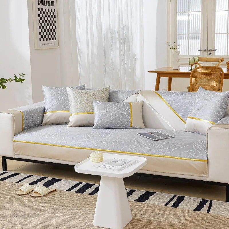 

Чехол для дивана из ледяного шелка, летний коврик, чехол для дивана, волнистый узор, подушка для дивана из ледяного шелка на все сезоны, универсальная нескользящая 70X70cm 1pc