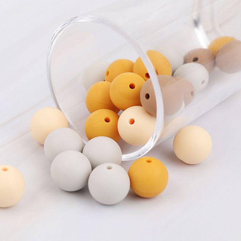 15mm 20pcs Silicone Beads Baby Teething Beads DIY Chewable Teether for Infant