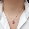 Exquisite Rose Gold Plated Russian Purple Gold Inlaid With Love Red Stone Pendant Fashion Temperament Colored Gold Necklace Collarbone Chain