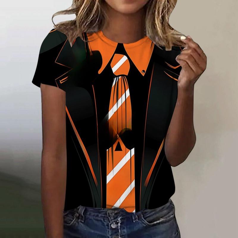 Women's T-Shirts Summer Clothing 3D Printing O-Neck Short Sleeve Tops Streetwear Oversized Apparel Loose Ladies Tees