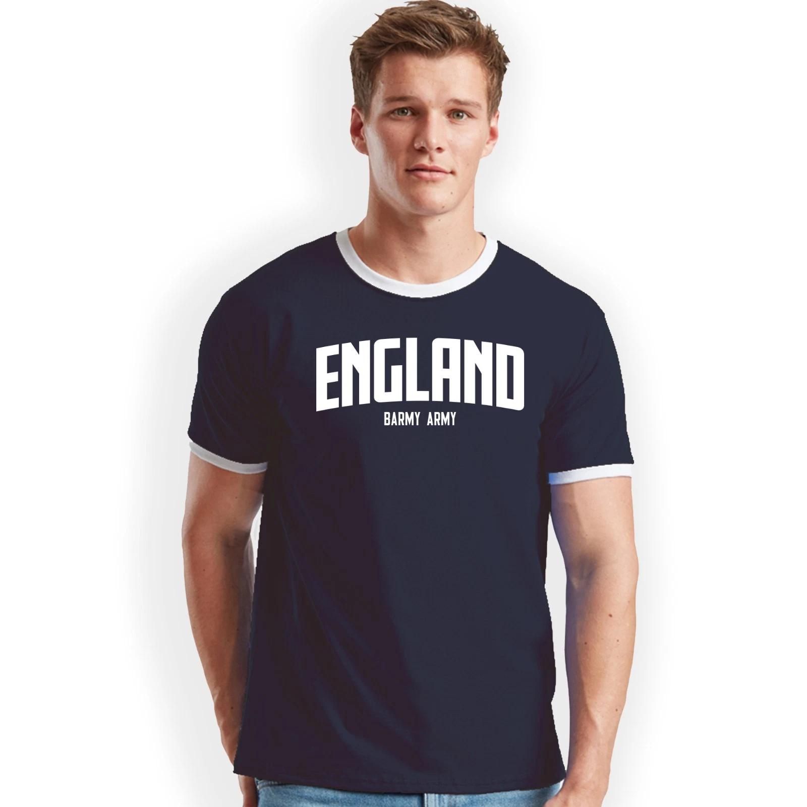 England Barmy Army Home Nations Print Ringer T-Shirt Birthday Gift Size S- 3XL 2XL