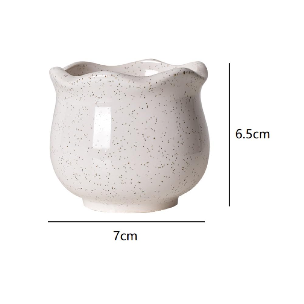 Siawadeky Cute Flower Set of Stylish Succulent Macaron Ceramic Planter Round Cactus Suitable for Mini Garden Drainage Hole Included Pots, 6, Pots,