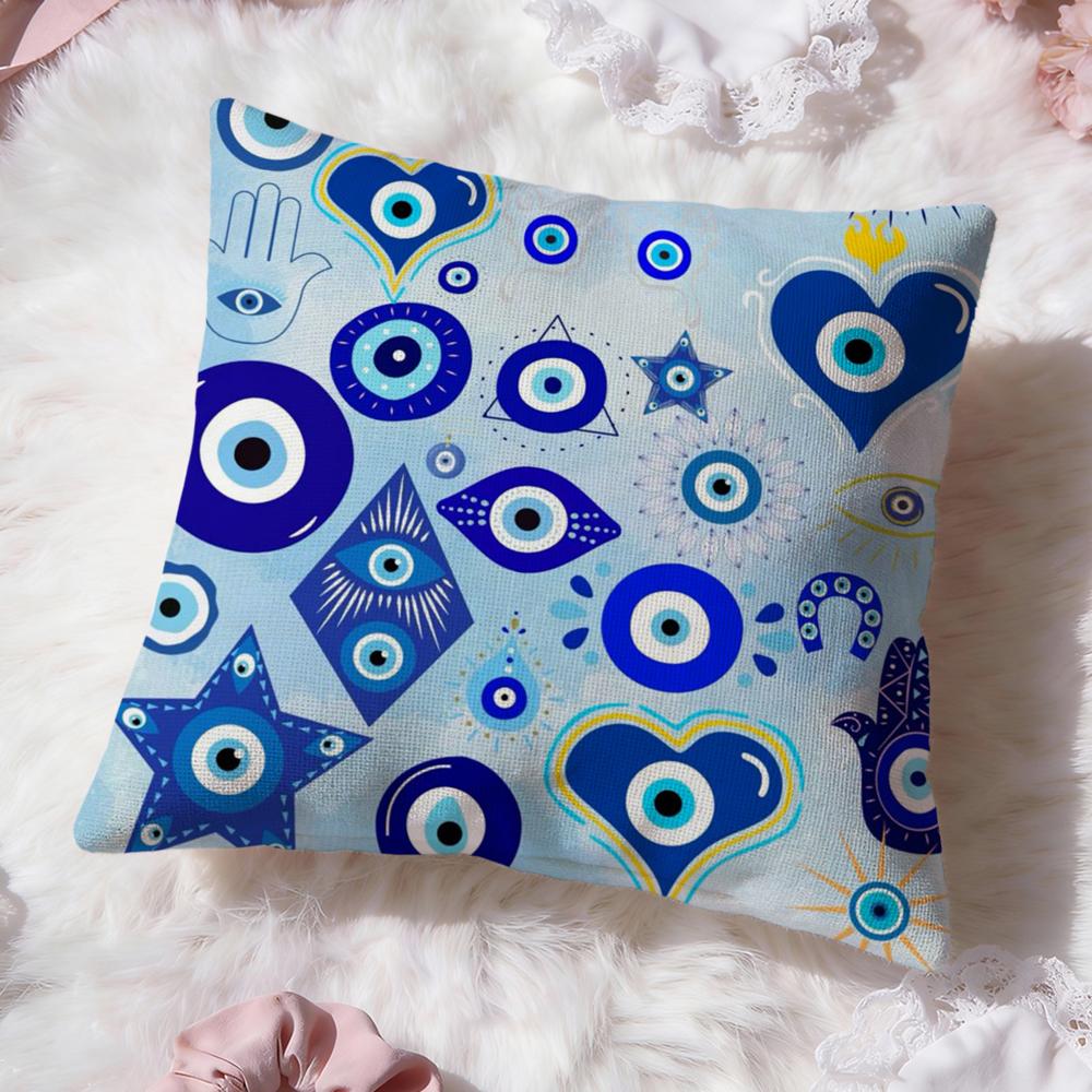Art Evil Eye Symbol Cushion Cover Premium Comfort Reversible Pillow Cove -Two in One Design for Any Room & Car Interior