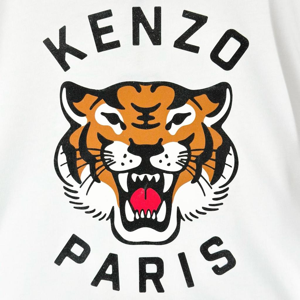Kenzo Lucky Tiger Brand Logo Short Sleeve T-shirt White Kids 12A/150 Used