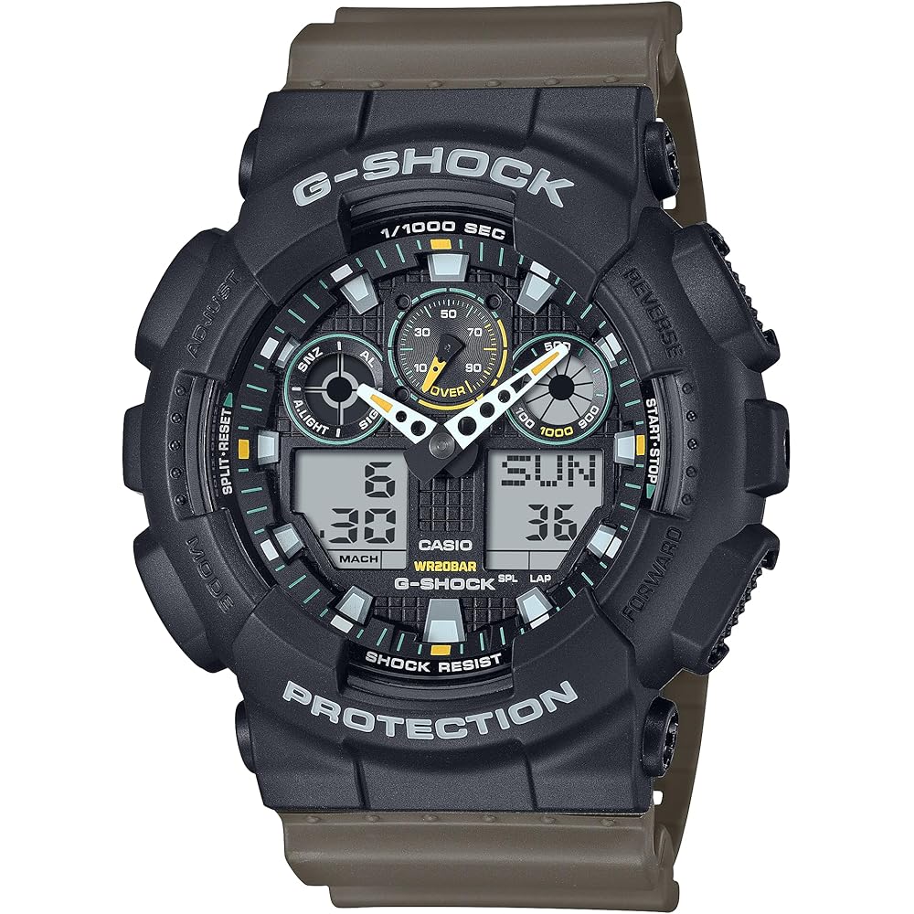 Мужские часы Casio G-Shock GA-100TU-1A3 Черные Аналогово-цифровые Водонепроницаемые Ударопрочные